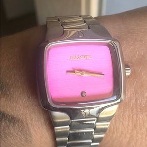 Nixon small player watch with pink face